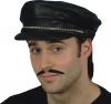  Biker Hats - CAP, BIKER BLK.PVC, Peak with Silver Chain 
