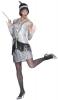  20s Fancy Dress - FLAPPER COSTUME SILVER, Headband & Gloves 