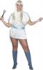  70s Fancy Dress - DANCING QUEEN X-LARGE XL, Dress&Belt, White, B 